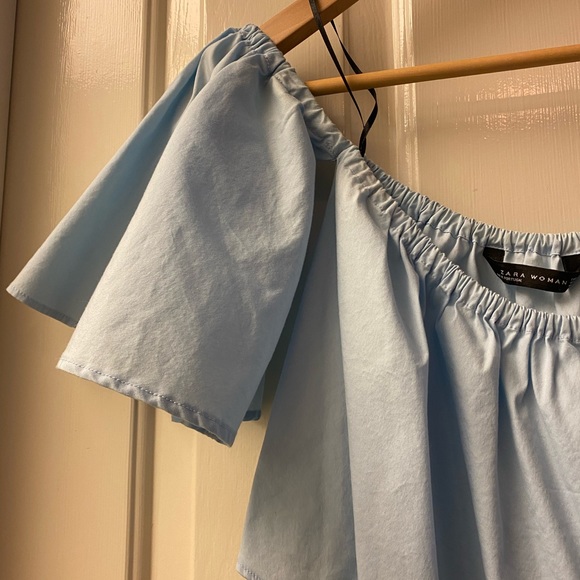 ZARA Off The Shoulder Top Baby Blue - Picture 4 of 6